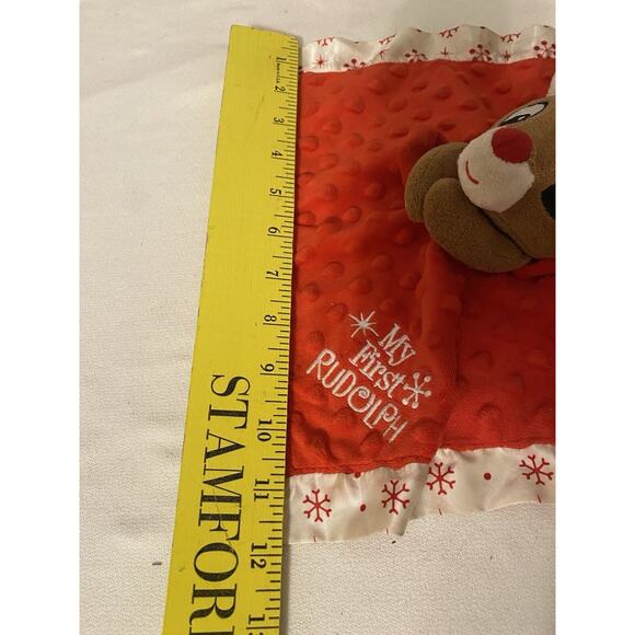 Rudolph Red Nosed Reindeer Lovey Rattle Security Blanket MY FIRST RUDOLPH 12x12 - Picture 6 of 10